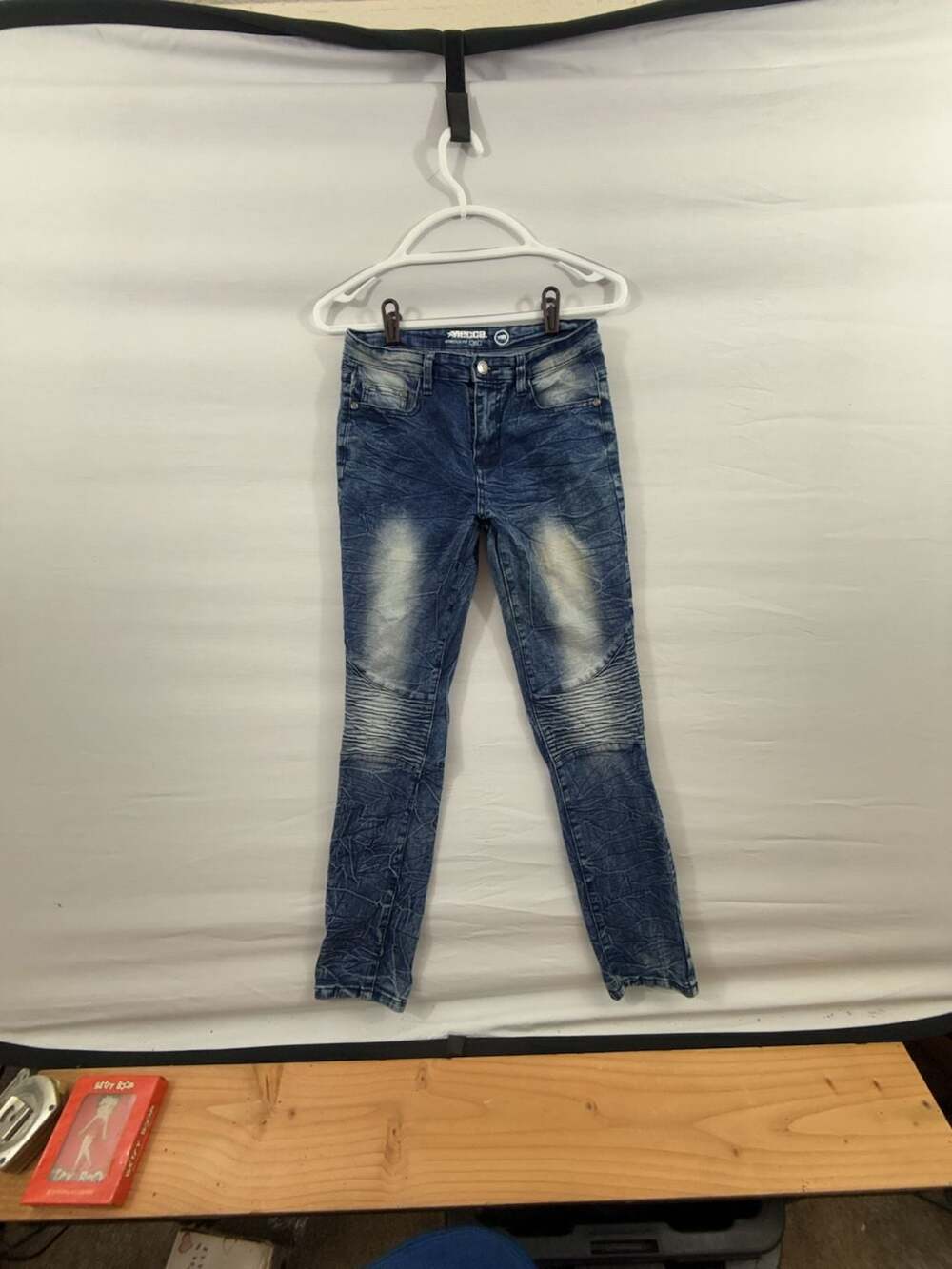 Mecca Stretch Fit Jeans Size W16 Acid Wash Moto Skinny Denim Blue